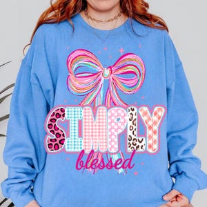 Simply Blessed Coquette Png, Retro Christian Png, Faith png, Christian Coquette PNG, Religious Png, Bible Verse Png, Bow Png, Pink Coquette