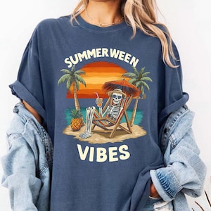 Summerween Skeleton PNG, Retro Spooky Summer Sublimation Design, Funny Girly Beach Vibes PNG, Halloween Vacation Shirt PNG, Summerween Png