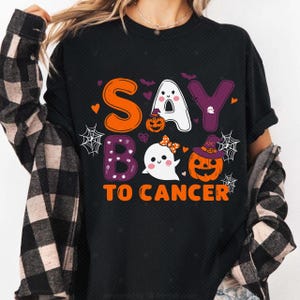 Say Boo To Cancer Ghost Png, October Breast Cancer Awareness Month, Pink Ribbon, Cancer Halloween T-Shirt, Wear Pink, Sublimation Cricut