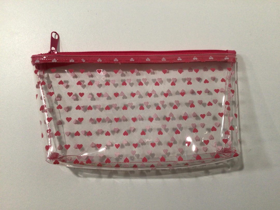 Clear Vinyl Pouch With Tiny Pink Hearts - Etsy