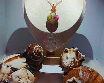 Handmade Ocean Memory Bottle Necklace, Pearl Opal Pendant, Beach Vibes, Bachelorette Party Favor