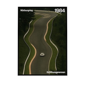 Nürburgring 1984 Digital Download Poster – Retro Motorsport Wall Art, Racing Track Print, Vintage German Car Decor, Printable