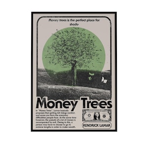 Kendrick Lamar Money Trees Poster – Digital Wall Art Download, Retro Hip-Hop Print, Lyric Quote Poster, Rap Aesthetic Room Decor
