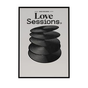 Love Sessions Vinyl Print –  Optical Art Record Print , Digital Download, Modern Turntable Art | Black & White Minimalist Wall Art