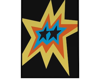 Retro Starburst Pop Art Print: 70s Color Block Decor (Digital Download)