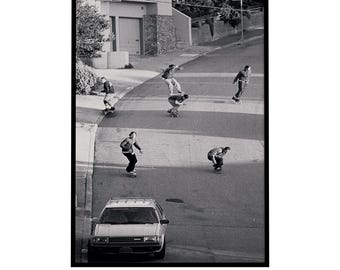 Black and White Poster, B&W, Skate Poster, Skating, Aesthetic, Retro, Car, Instant Download, Digital Print, Wall Art, Wall Decor, Skaters