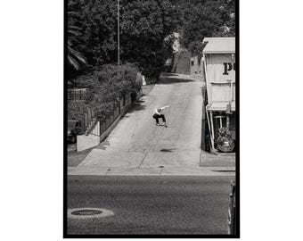 Skateboarder Mid-Air Print – Urban Street Photography, Monochrome Skate Art (Digital Download)