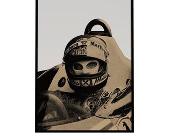 Vintage Formula Racing Poster, Halftone Motorsport Wall Art (Digital Download)