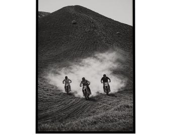 Black and White Motocross Print | Dirt Bike Sport Photography (Digital Download)