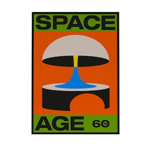 Mid Century Modern Space Age Poster – Retro 60s Abstract Art Print, Digital Download, Vintage Minimal Wall Decor for Home or Office