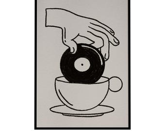 Coffee Vinyl Art Print: Minimalist Cafe Decor (Digital Download