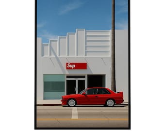 Red Vintage Sedan Print | Streetwear Automotive Wall Art (Digital Download)