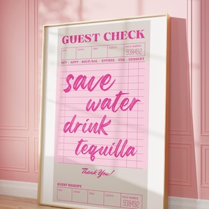 Trendy Guest Check Print, Pink Trendy Wall Art, Apartment Aesthetic, Manifestation Printable Wall Art, Affirmation Poster, Happy Hour Print