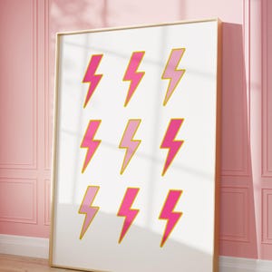 Lightning Funky Art, Wystrój apartamentu, Wydruk zespołu Lucky Girl, Wystrój sypialni, Wystrój pokoju Y2k, Sztuka wózka barowego