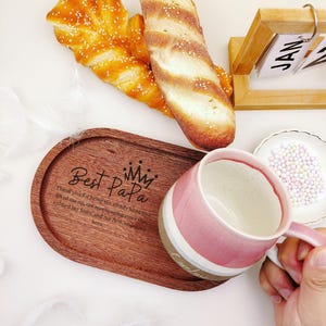 Plateau en bois personnalisé avec gravure, plateau de service à café en bois, plateaux de rangement de bureau, cadeau de fête des pères, décoration de table basse