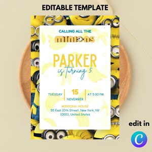 Minions Birthday Invitation Template: 5x7 Printable (Digital Download