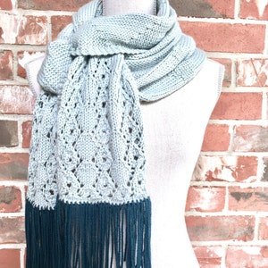 Scarf Knitting Pattern Diamond Lace with Fringe image 1