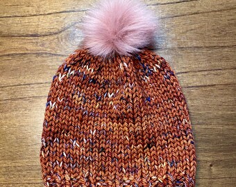 Hand Knit Pompom Beanie