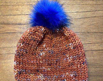 Hand Knit Pompom Beanie