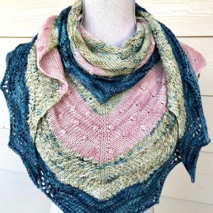 Shawl Knitting Pattern Three Color Landscapes Shawl image 6