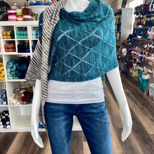 Knitting Pattern Diamond Path Shawl Travel Wrap Scarf Lace