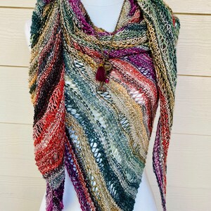 Knit Shawl Knitting Pattern Beginner SeaFoam