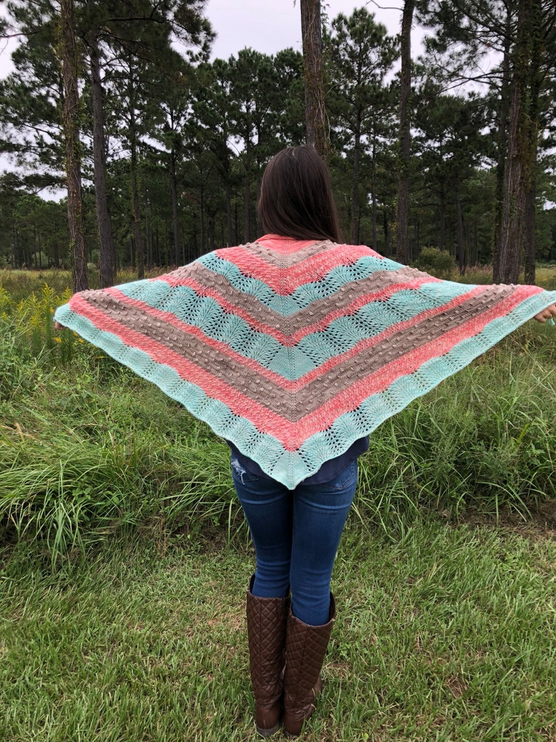 Shawl Knitting Pattern Three Color Landscapes Shawl image 3