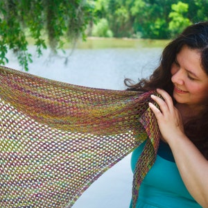 Summer Breeze Shawl Knitting Pattern One Skein Triangle Scarf