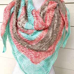 Shawl Knitting Pattern Three Color Landscapes Shawl image 2