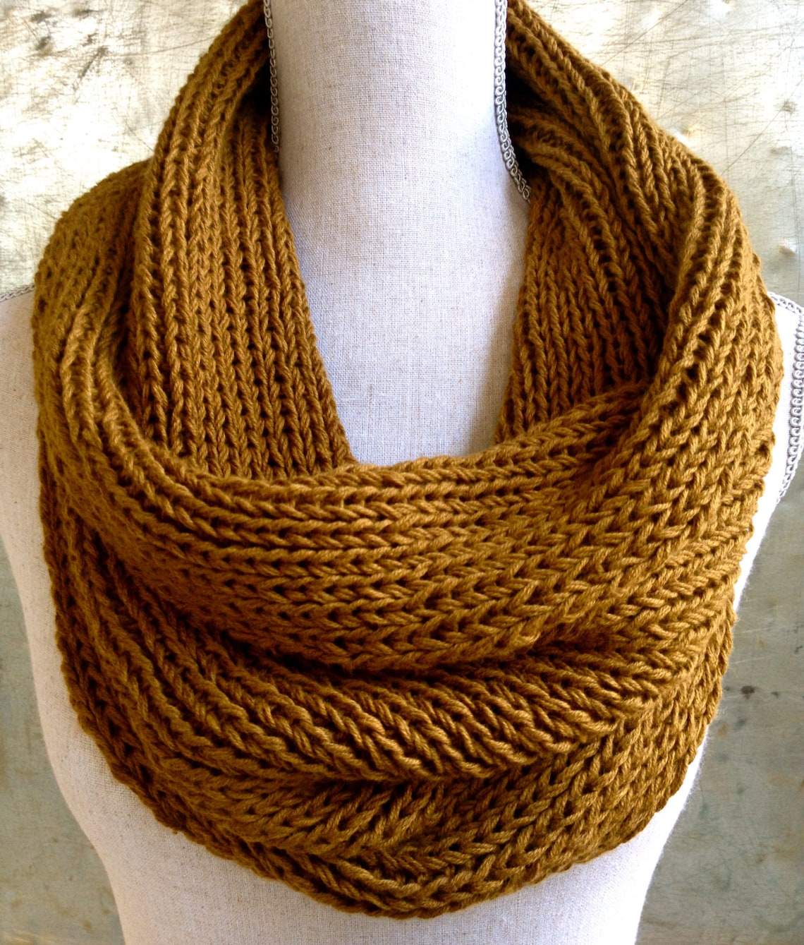 Ribbed Cowl Knitting Pattern Infinity Circle Scarf Chunky Etsy
