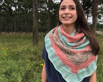 Shawl Knitting Pattern Three Color Landscapes Shawl