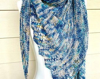 Hand Knit Shawl Silk and Organic Cotton Sustainable Gift for Mom