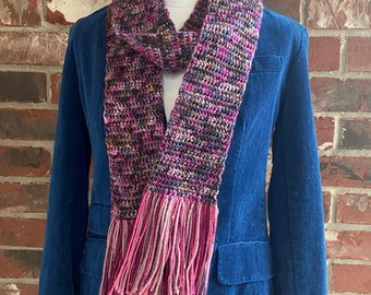 Classic Hand Crochet Scarf with Tassels Gift for Mom