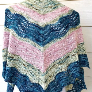 Shawl Knitting Pattern Three Color Landscapes Shawl image 9