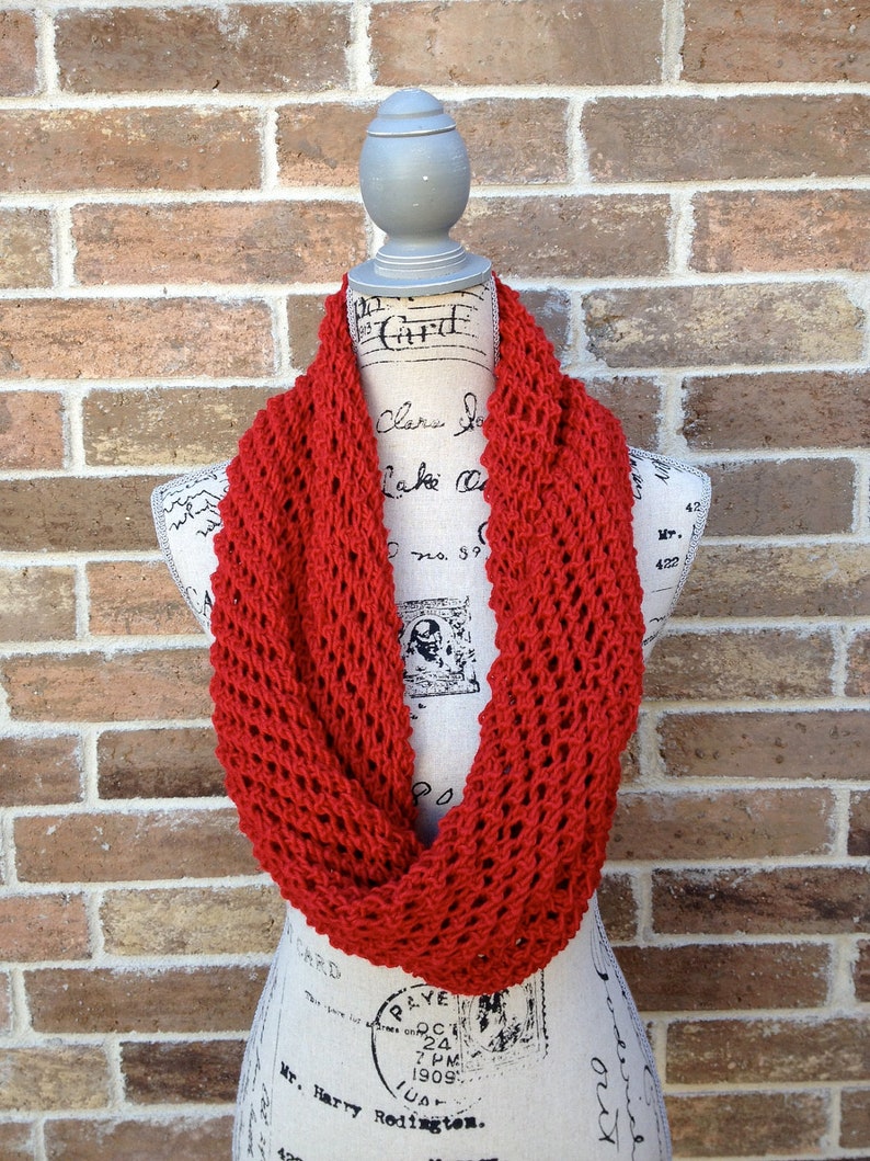 Infinity Scarf Knitting Pattern DIY Christmas Gift Lacy Etsy