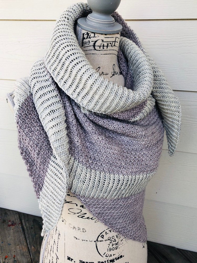 Knitting Pattern Winter Collar Shawl Knit Triangle Shawl Etsy