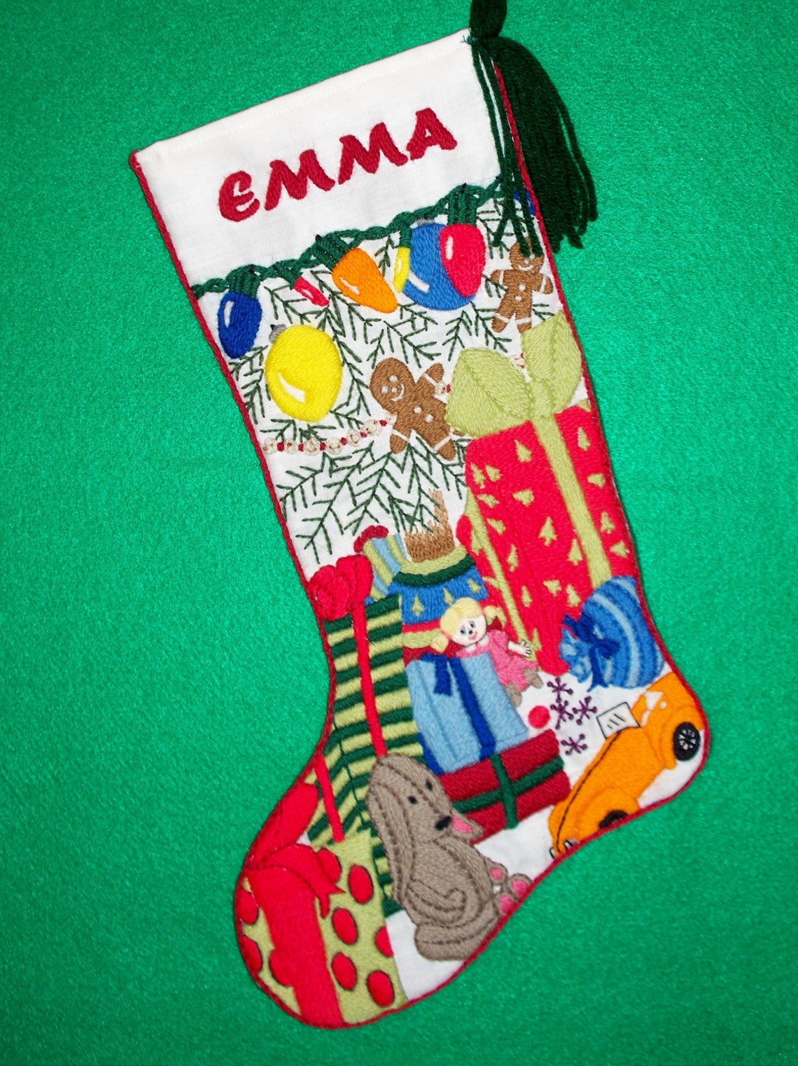 Whimsical Needlework Kit Christmas Stocking Crewel Etsy