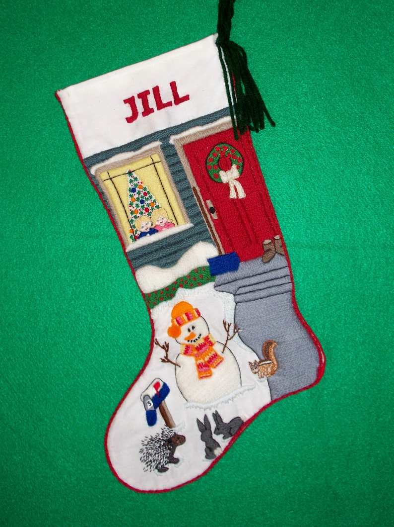 Snowman Embroidery Kit Christmas Stocking Crewel Needlework Etsy