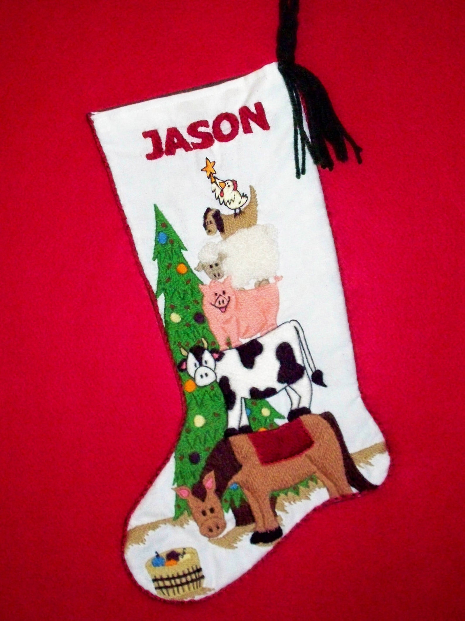 Vintage Style Christmas Stocking Crewel Embroidery Kit Farm Etsy