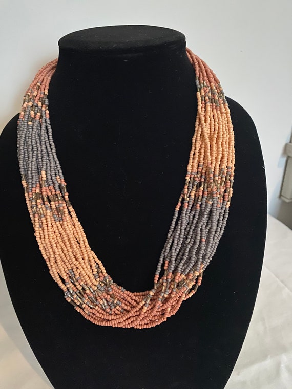Multi strand bead necklace and earrings
