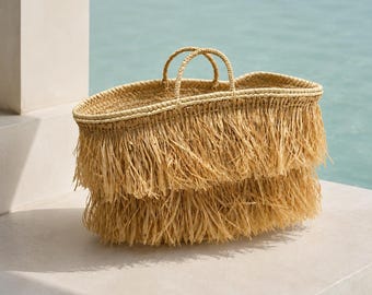 Ręcznie robiona torba ze słomy marokańskiej – styl letni i plażowy