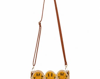 Smiley Raffia Crossbody Bag – Handmade & Eco-Friendly