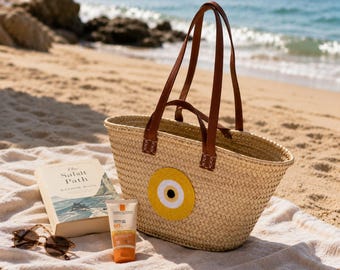 Strohtasche, Strohkorb, Naturtasche, Strandtasche, handgemachte Tasche, Marokko-Tasche, marokkanischer Korb, Umhängetasche, französischer Korb, Sommertasche