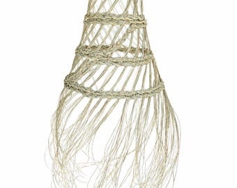 Lámpara colgante de paja tejida a mano / Lámpara colgante bohemia natural / Iluminación rústica para interiores y exteriores