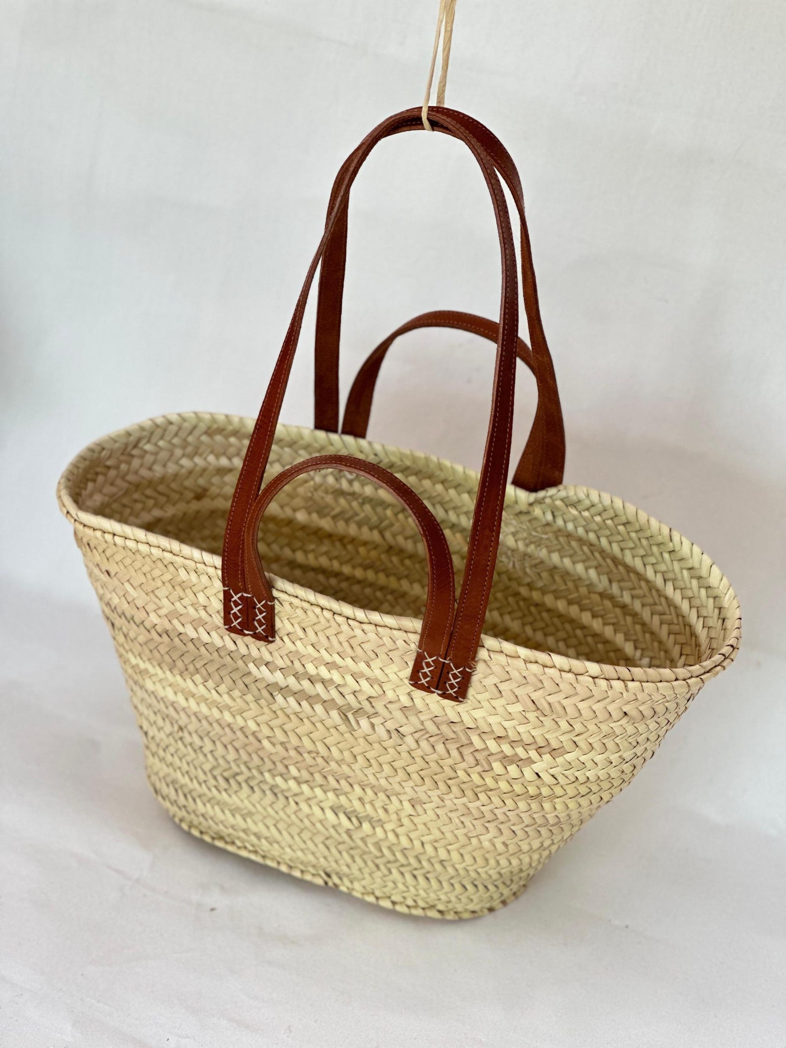 Large Handmade Straw Tote – Dual Handle Moroccan Market Bag – Beach Bag ...
