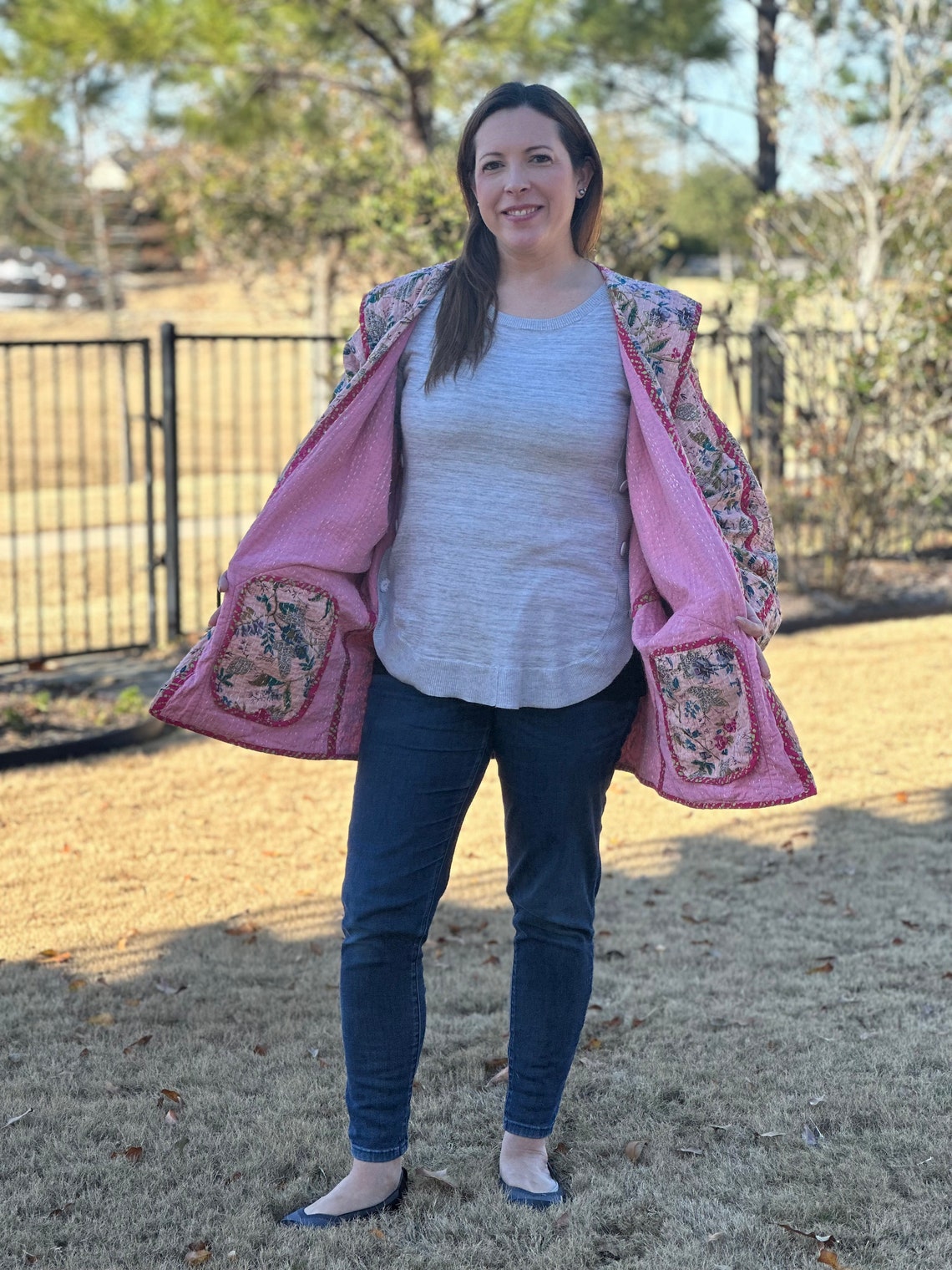 quilted tie coat