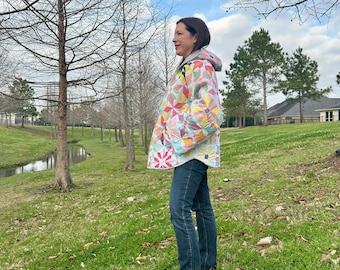 Reversible Quilted Coat Digital PDF Pattern: Collar or Hood (8.5"x11" & A0 Sizes)