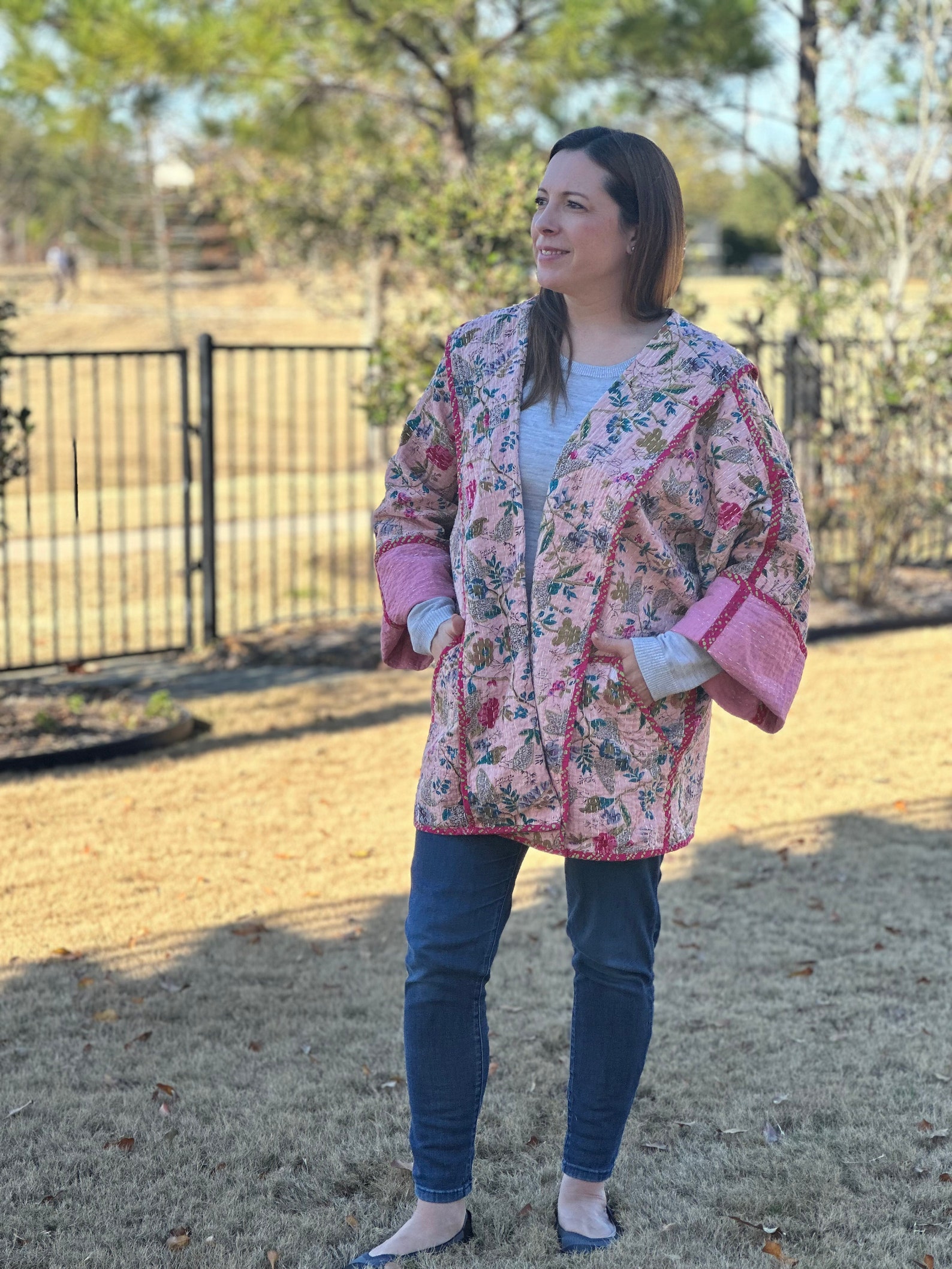 quilted tie coat