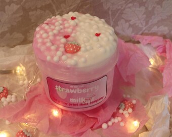Strawberry Milk, 7oz, Scented floam Slime, ASMR Sensory Toy, UK seller