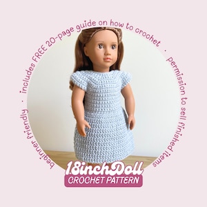 18 Inch Doll Dress Crochet Pattern PDF - Easy Beginner Download with Free 20-Page Guide